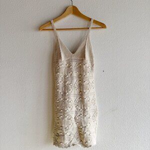 Cream Crocheted‎ Swim Coverup Cream Knitted Dress